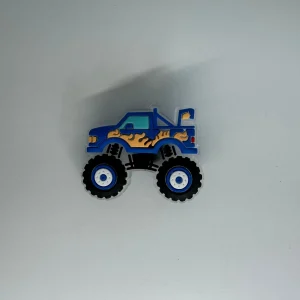 Blue Monster Truck w Orange Flame Charm